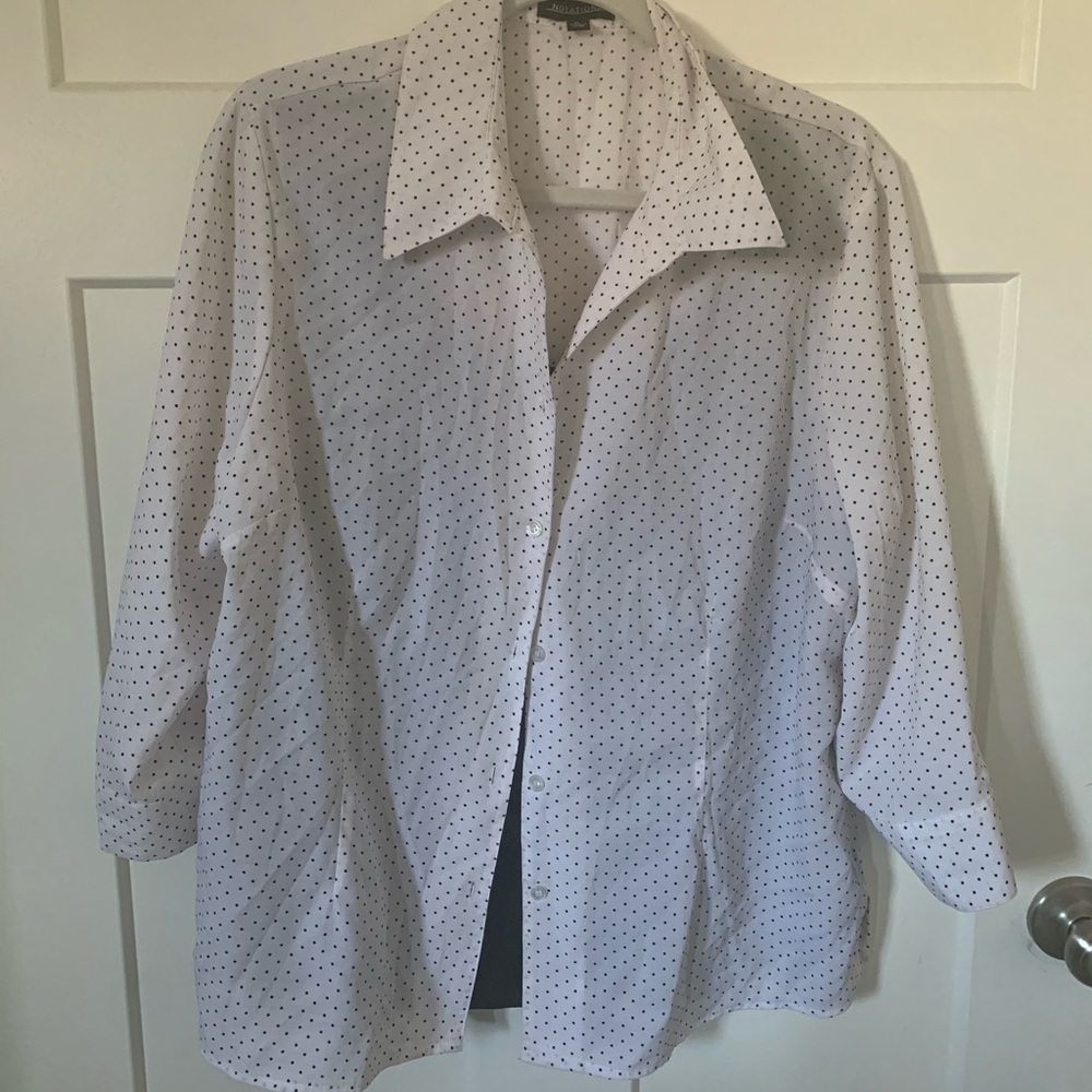 Notations Polka Dot Button Up Top